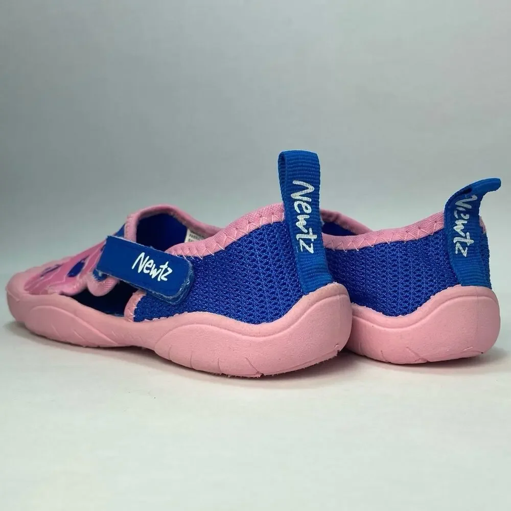 NEWTZ Water Shoes Pink with Blue Whales Youth Size 11/13